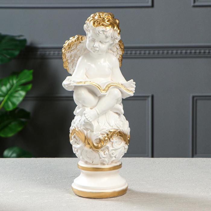 Статуэтка "Ангел с книгой на шаре", золотой