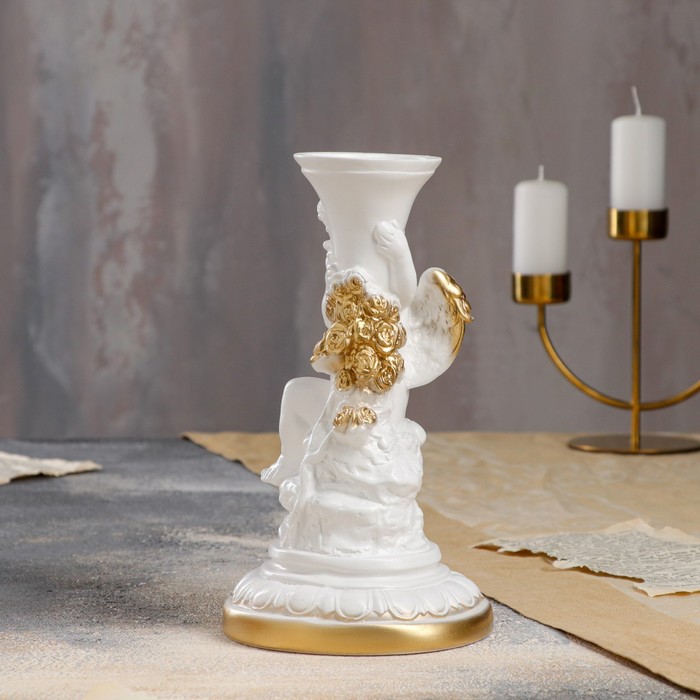 Статуэтка "Ангел с подсвечником" средний, золотой