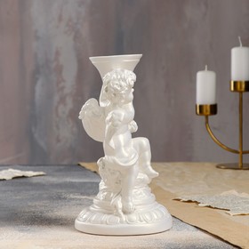 

Статуэтка "Ангел с подсвечником", перламутровая, 24 см