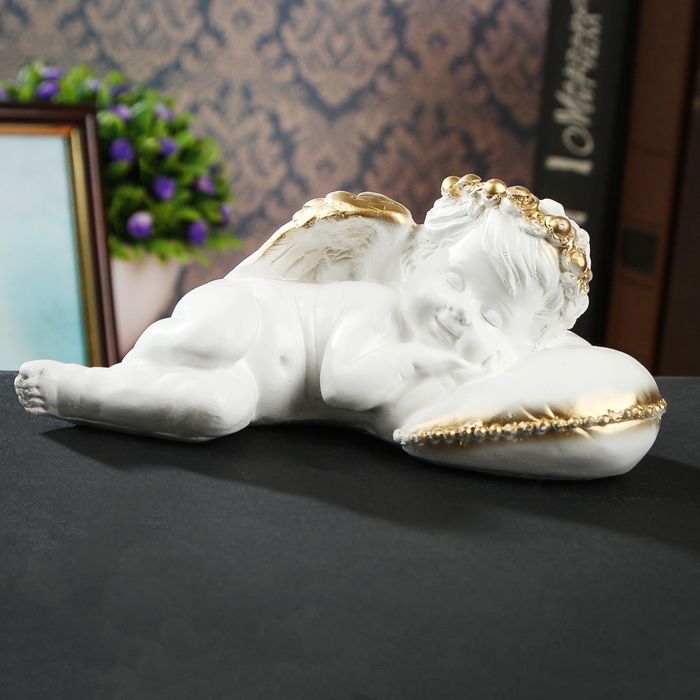 Статуэтка "Ангел на подушке"  маленький, золотой