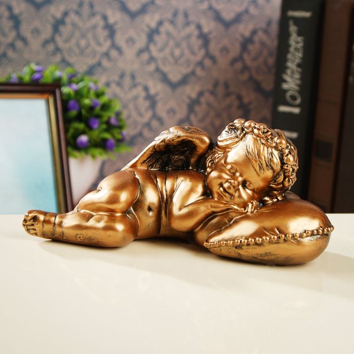 Статуэтка "Ангел на подушке"  маленький, бронзовый