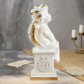 

Статуэтка "Ангел на тумбе", бело-золотистый цвет, 18х22х45 см