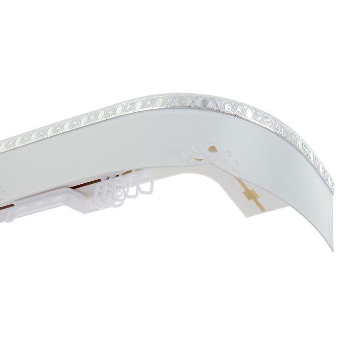 Карниз двухрядный 240 см, с декоративной планкой 7 см "Ультракомпакт. Моцарт", цвет белый