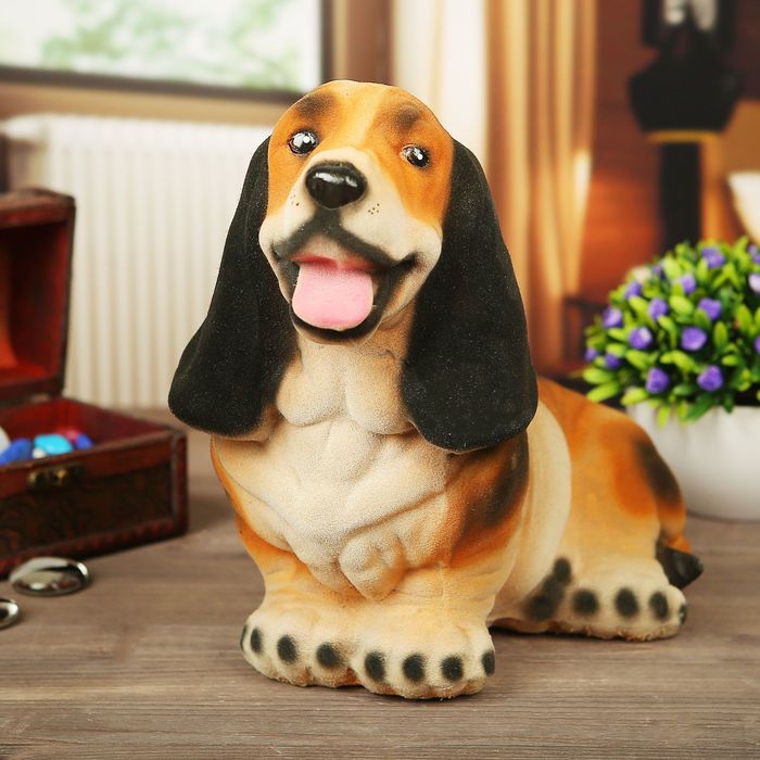 Копилка "Бигл"   флок бежевый