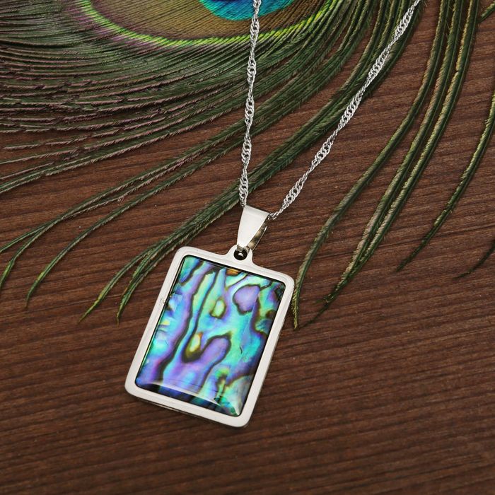 Кулон женственный "Галиотис" прямоугольник, в серебре