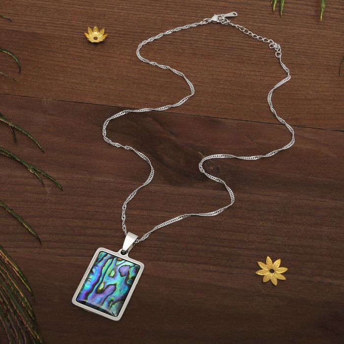 Кулон женственный "Галиотис" прямоугольник, в серебре