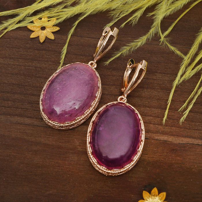 Серьги ажур "Аметист" в золоте, овал