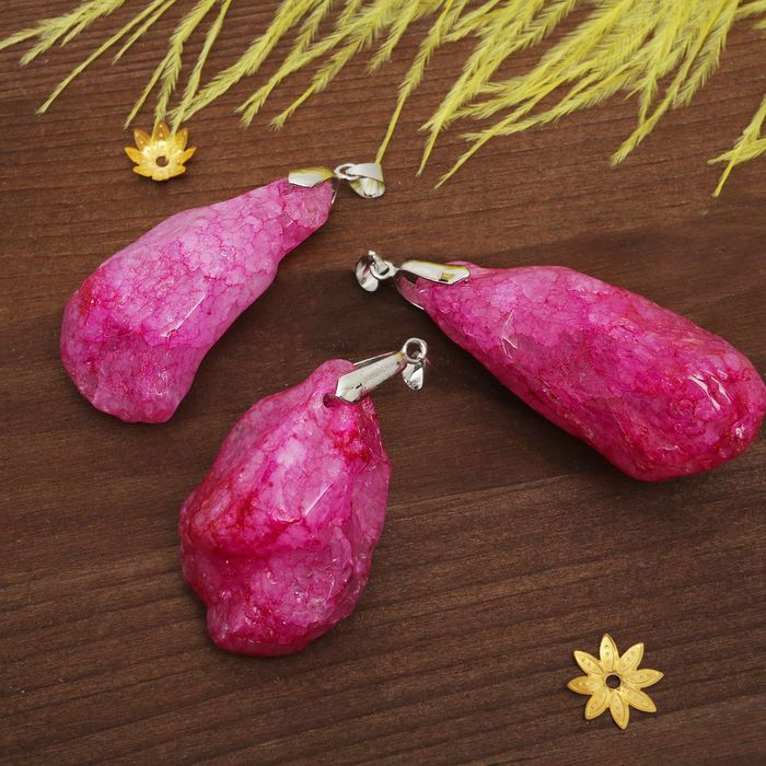 Подвеска друза "Агат крашеный", цвет малиновый, форма МИКС