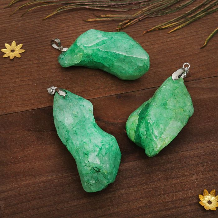 Подвеска друза "Агат крашеный", цвет зелёный, форма МИКС