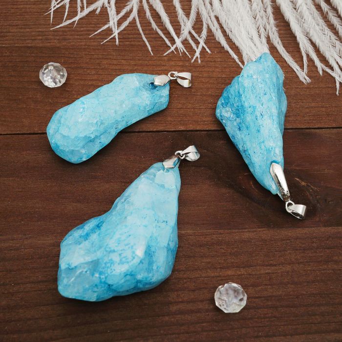 Подвеска друза "Агат крашеный", цвет голубой, форма МИКС