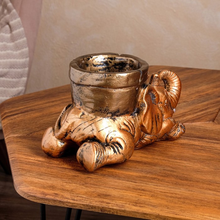 Кашпо "Слон с горшком" бронза 17 х 30 см, микс