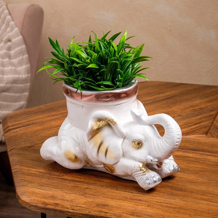 Кашпо "Слон с горшком" белый 17*30 см