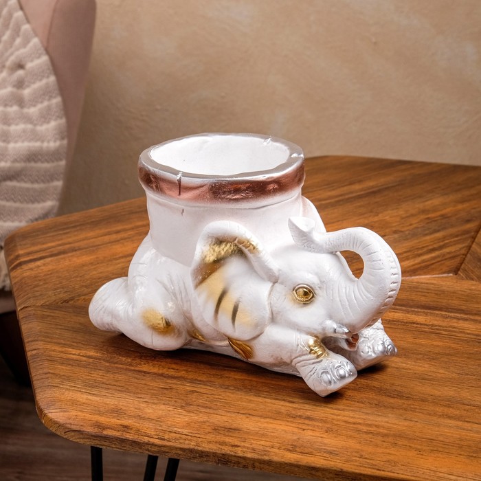 Кашпо "Слон с горшком" белый 17*30 см