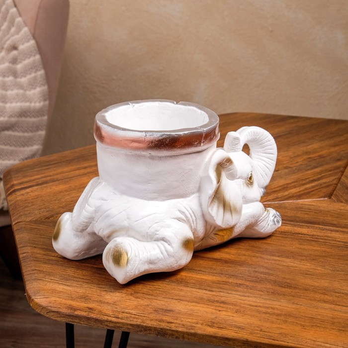 Кашпо "Слон с горшком" белый 17*30 см