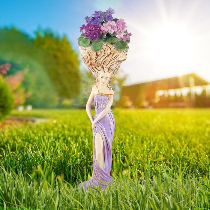 Фигурное кашпо "Лира", цветная 70 см, микс