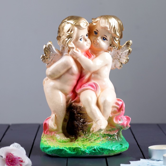 Статуэтка "Обнимающиеся ангелы", малая, микс, цветная 9 х 14 х 20 см