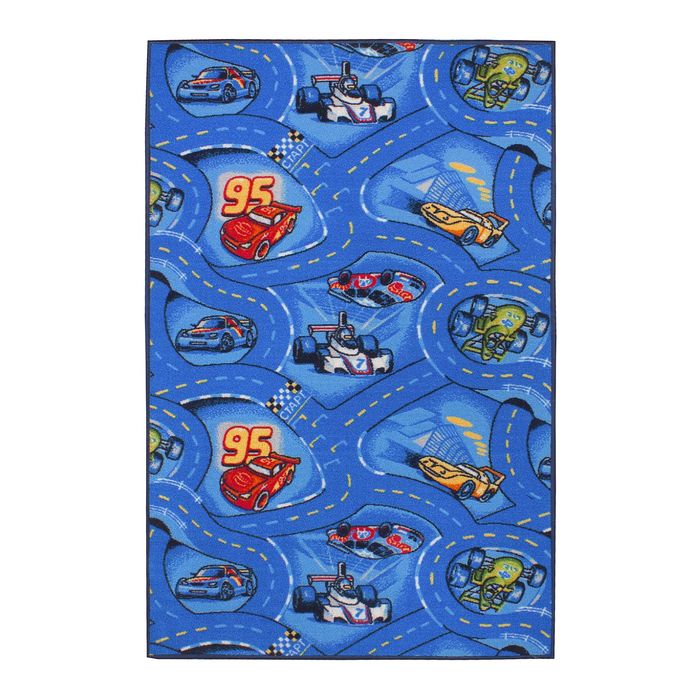 Палас принт Гонки, размер 100х150 см, цвет синий, войлок, полиамид