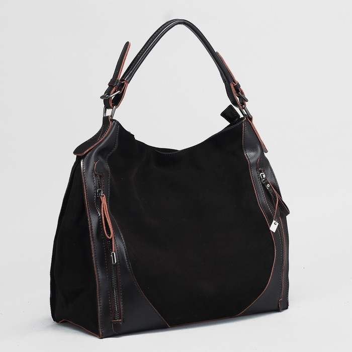 Сумка женская на молнии, 1 отдел с перегородкой, 3 наружных кармана, цвет коричневый