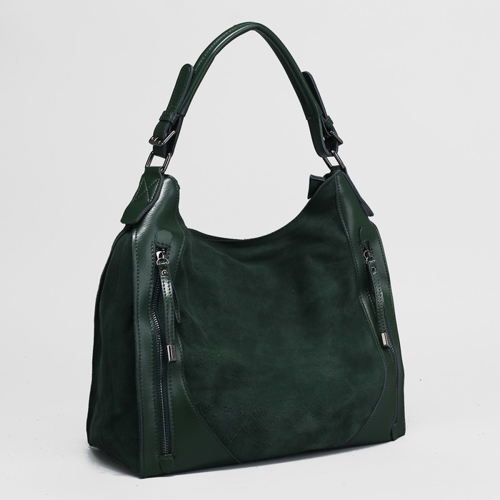 Сумка женская на молнии, 1 отдел с перегородкой, 3 наружных кармана, цвет зелёный