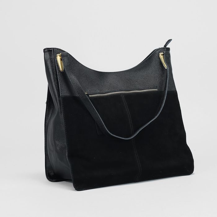 Сумка женская на молнии, 1 отдел с перегородкой, наружный карман, цвет чёрный