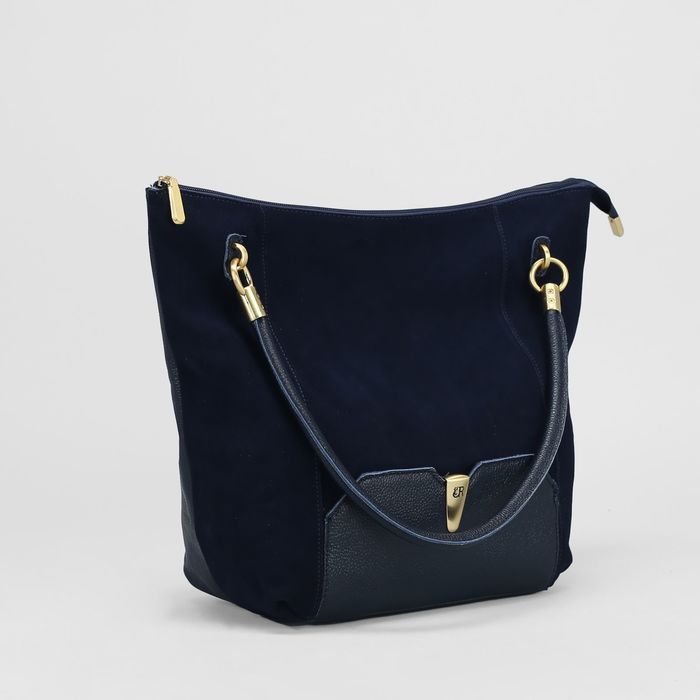 Сумка женская на молнии, 1 отдел с перегородкой, 2 наружных кармана, цвет синий