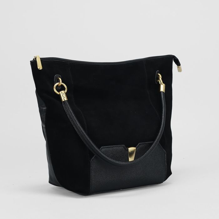 Сумка женская на молнии, 1 отдел с перегородкой, 2 наружных кармана, цвет чёрный