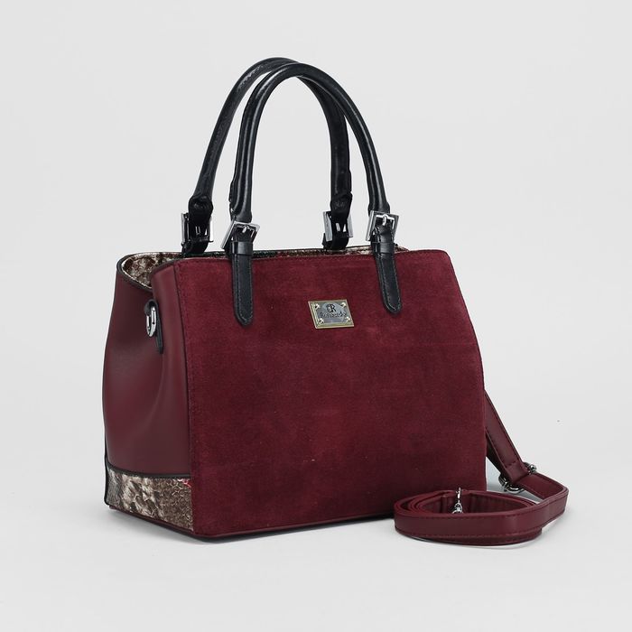 Сумка женская на молнии, 1 отдел с перегородкой, наружный карман, длинный ремень, цвет бордовый