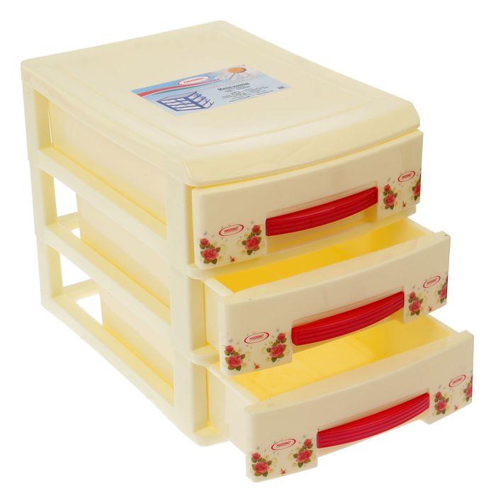 Мини комод 3 секции "Декор", цвет кремовый