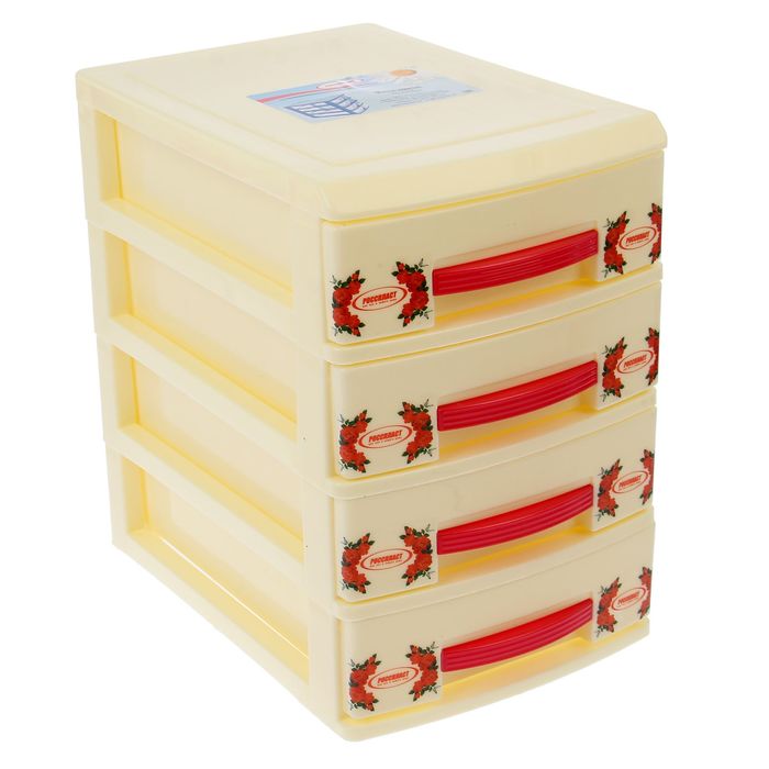 Мини комод 4 секции "Декор", цвет кремовый