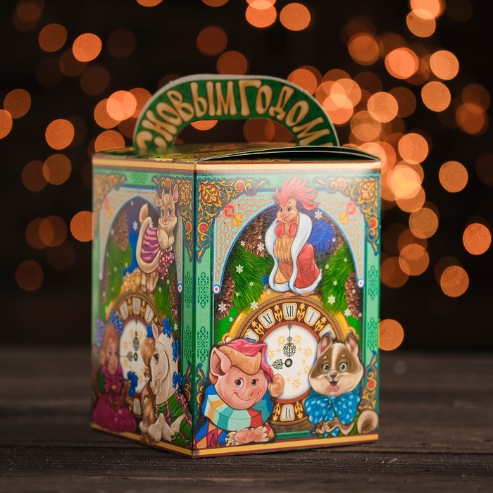 Подарочная коробка "Кубик-часы", зелёный, сборная, 11,5 х 11,5 х 16 см