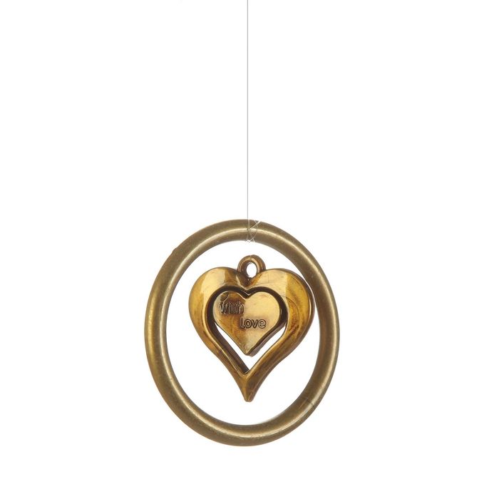 Музыка ветра пластик "Сердце в круге" 4 трубки 7 фигурок 70 см