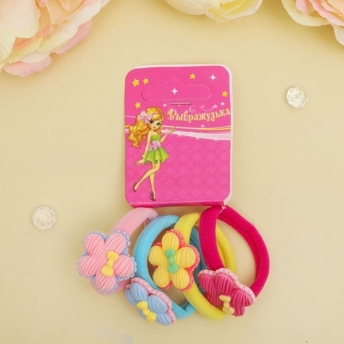 Резинка для волос "Полосочка декор" набор 4 шт