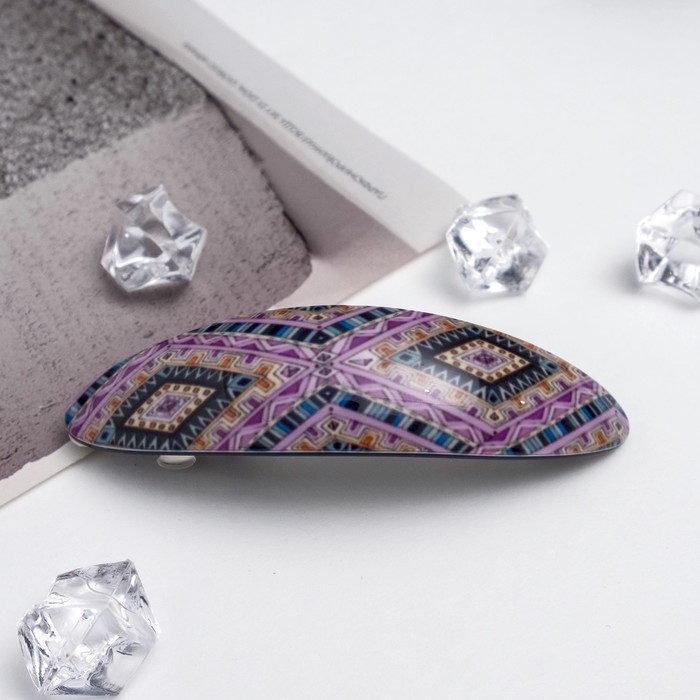 Заколка-автомат "Ромбы", овал, микс