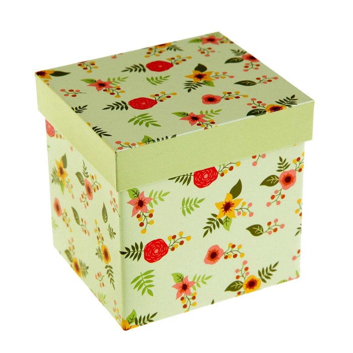 Шкатулка металл "Яркая полянка" 9,2х8,5х9,4 см