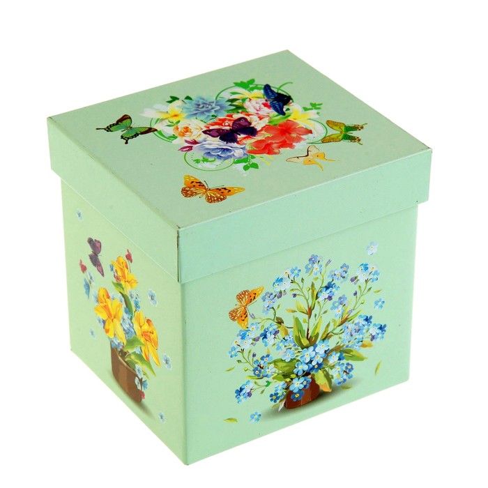 Шкатулка металл "Цветочная эйфория" 9,2х8,5х9,4 см