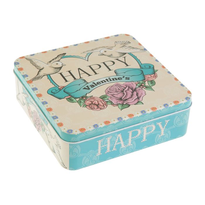Шкатулка металл "Голуби. День Валентина" 17х17х5,7 см