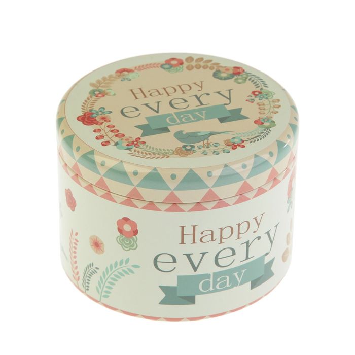 Шкатулка металл "Счастливый день" 7х9,8х9,8 см