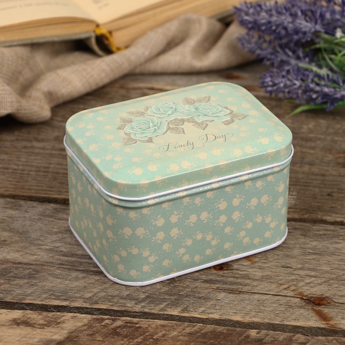 Шкатулка металл "Голубые розы" 6,3х10,5х8 см