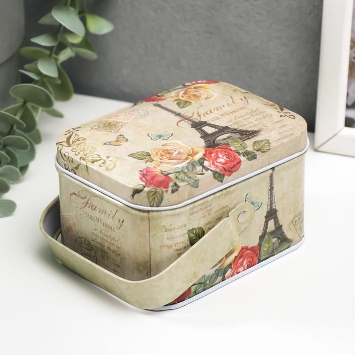 Шкатулка металл с ручкой "Эйфелева башня" 6,5х10,5х8 см