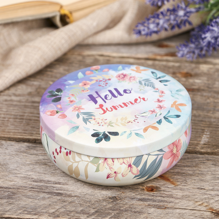 Шкатулка металл круглая "Лето" 4х10,7х10,7 см