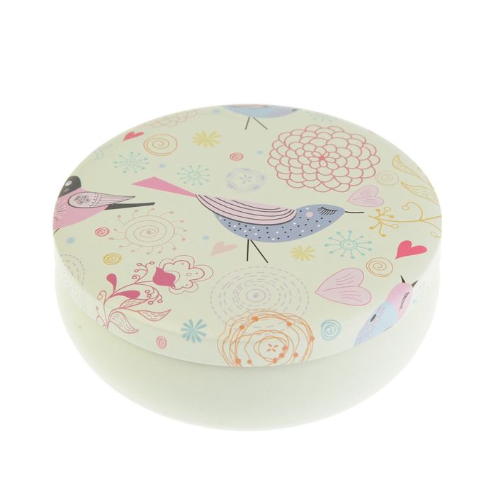 Шкатулка металл круглая "Птичьи трели" 4,7х10,7х10,7 см