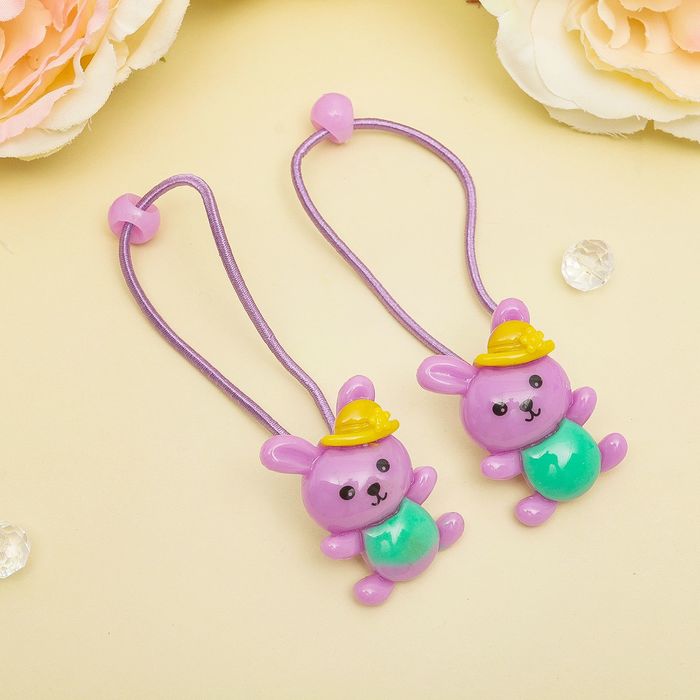 Резинка для волос "Зверята" (цена за пару)  зайка в шляпе