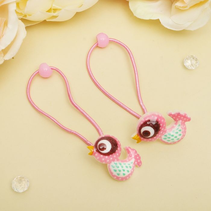 Резинка для волос "Зверята рисунок" (цена за пару) воробушек