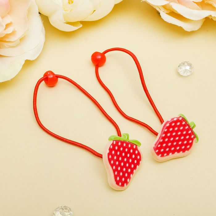 Резинка для волос "Фруктик" (цена за пару) клубничка