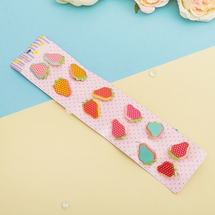 Резинка для волос "Фруктик" (цена за пару) клубничка