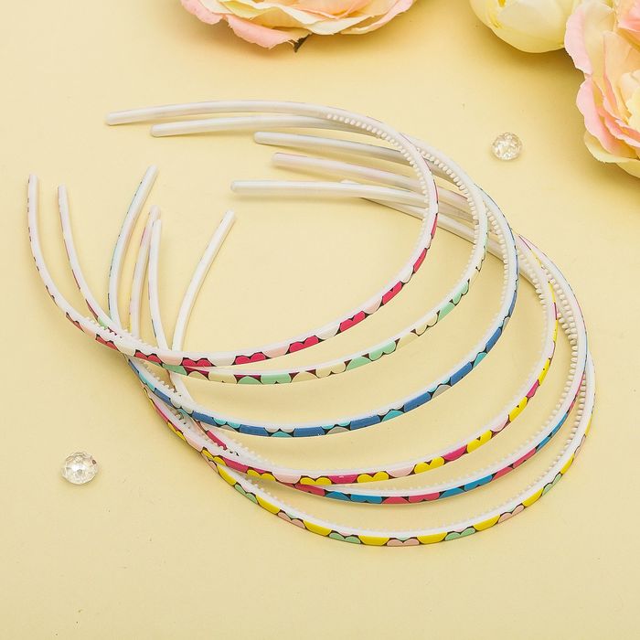 Ободок для волос "Тонкий" 0,4 см сердца, микс