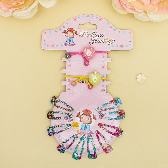 Набор для волос 12 шт (2 резинки,10 невидимок) Малыш ромашки