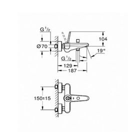 

Смеситель для ванны GROHE Eurodisk Joystick