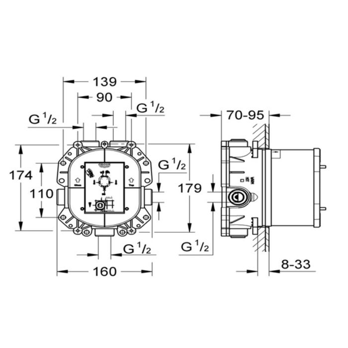 Встроенный универсальный термостат GROHE Rapido T