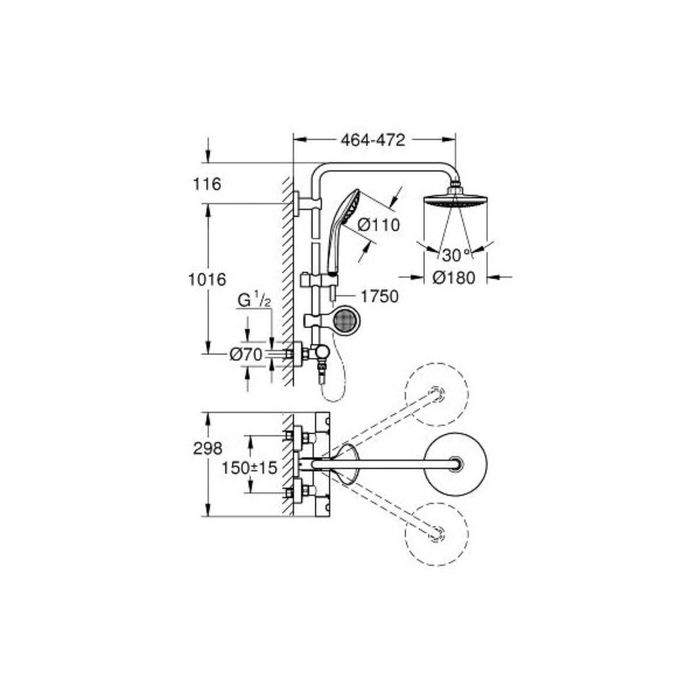 Душевая система GROHE Euphoria 180 с термостатом: Aquatunes беспроводная колонка для душа (26 268 LV0), (26273000)